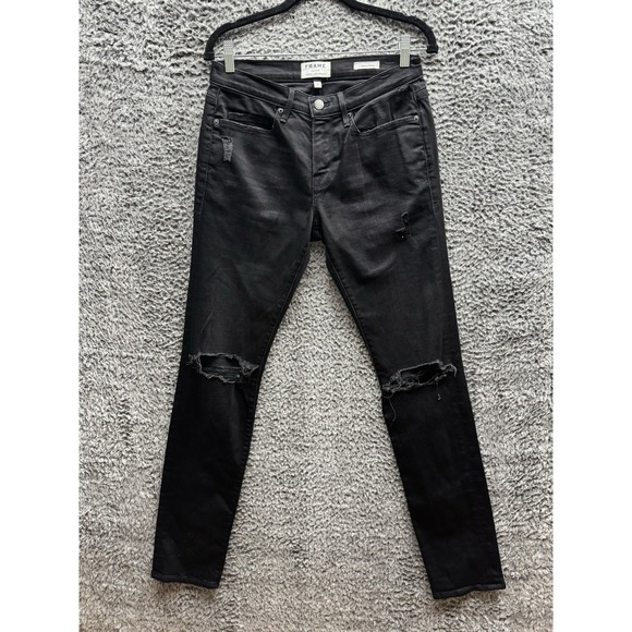 FRAME L'Homme Skinny Mid Rise Chimney Rock Distressed Jeans 29x33 $208 - Picture 1 of 14